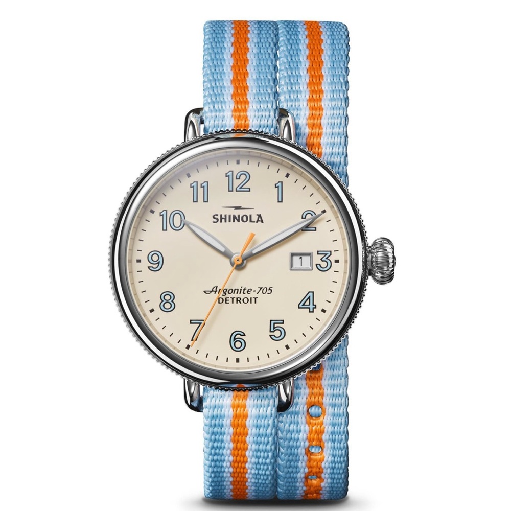 Shinola Watch with Blue and Orange Strap